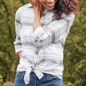 MATILDA JANE Joanna Gaines Clothing Striped Gray/White Women's Shirt SzS